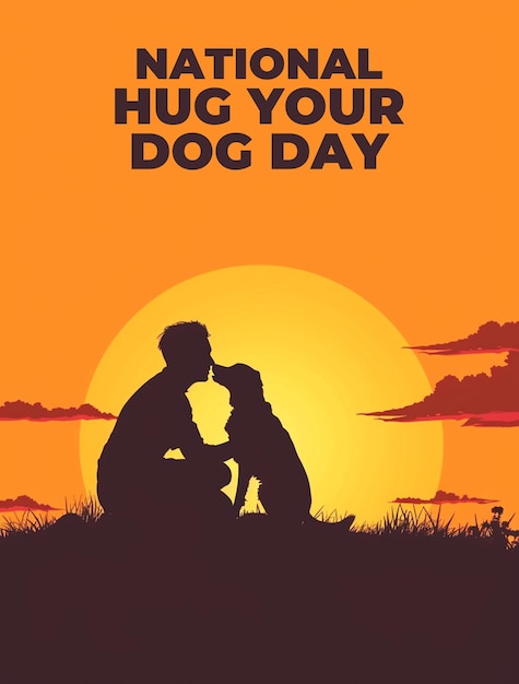 PSD desenho de padrão de bandeira do dia nacional do abraço ao seu cão