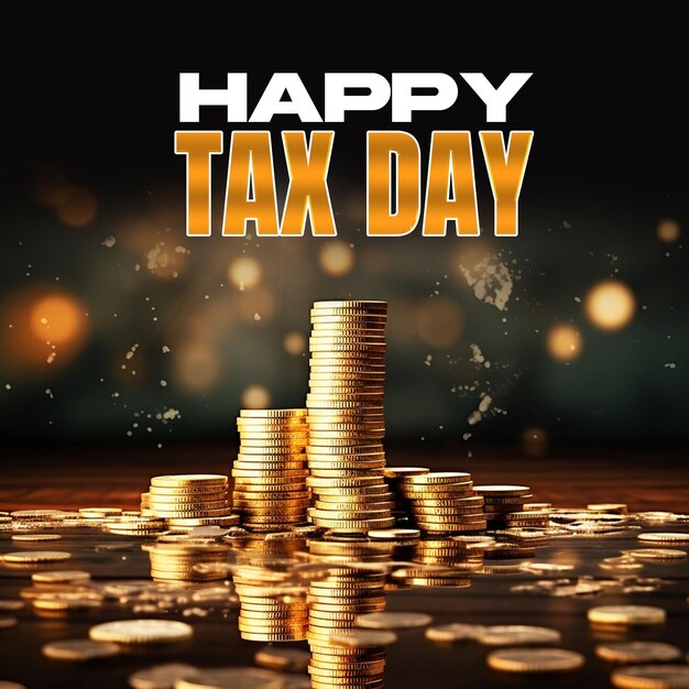 PSD desenho de padrão de banner de feliz dia de impostos