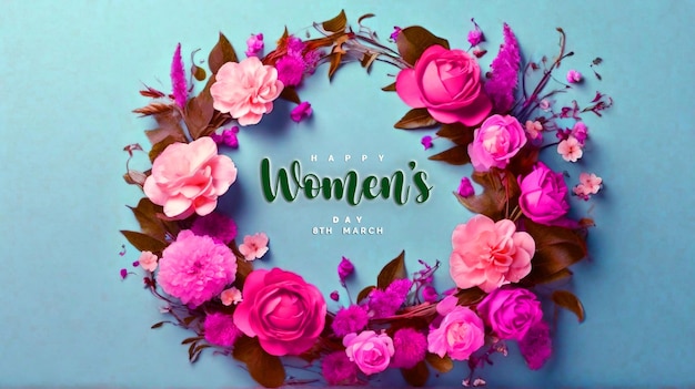 Desenho de papel de parede de celebração do Dia da Mulher com moldura floral estética