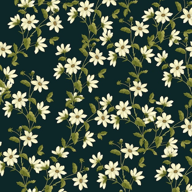 desenho de papel de parede de flores brancas