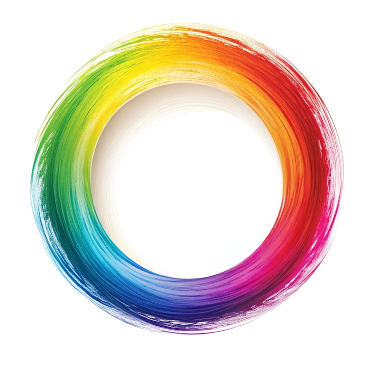 PSD desenho de pincel de círculo colorido isolado em png branco ou transparente