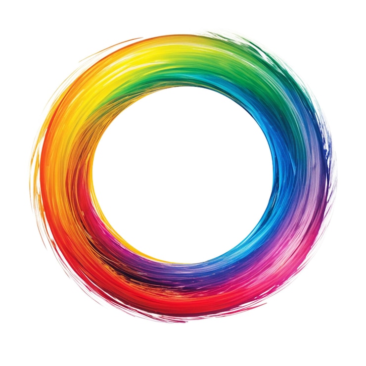 PSD desenho de pincel de círculo colorido isolado em png branco ou transparente
