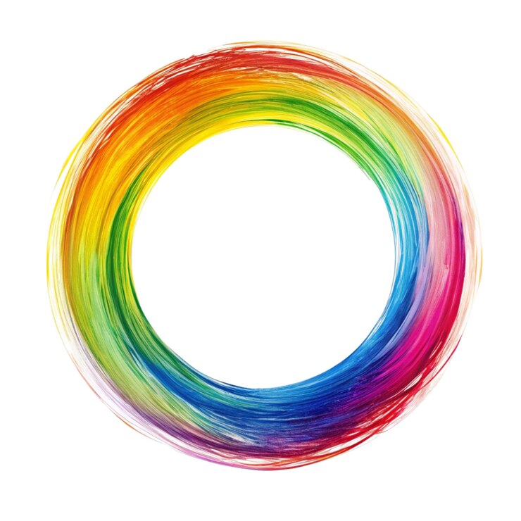 PSD desenho de pincel de círculo colorido isolado em png branco ou transparente