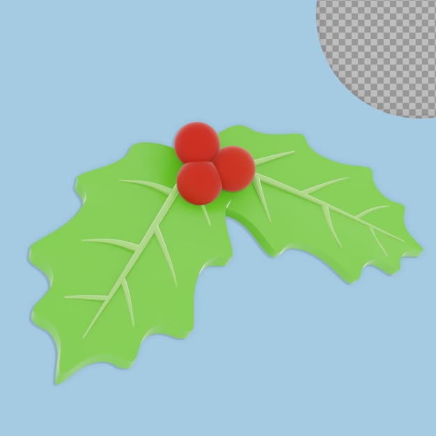 PSD desenho de renderização de folha de decoração de natal 3d isolado