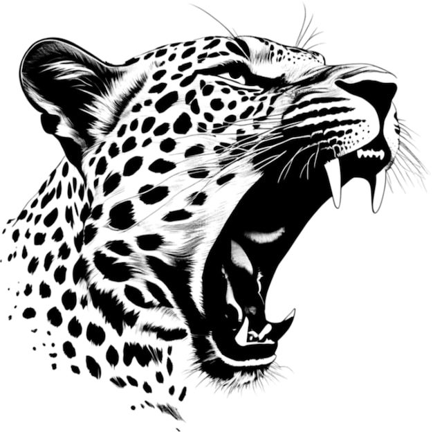 PSD desenho de silhueta de leopardo aigenerado