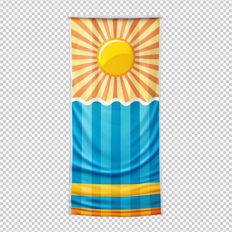 PSD desenho de toalha de praia ensolarado isolado em fundo transparente