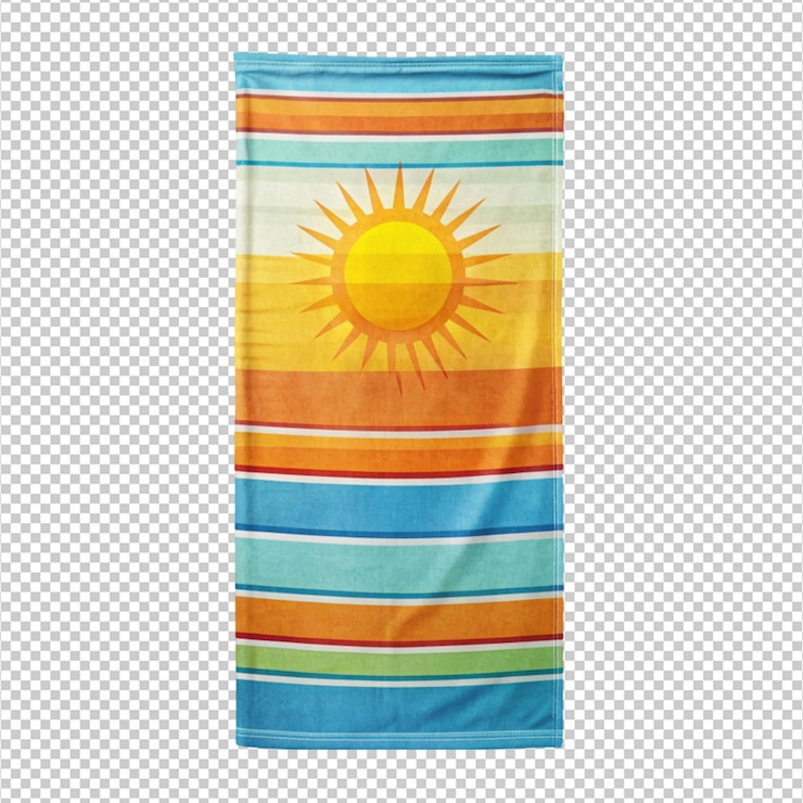 PSD desenho de toalha de praia ensolarado isolado em fundo transparente
