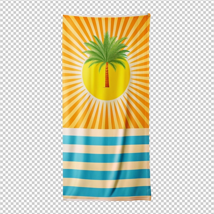 PSD desenho de toalha de praia ensolarado isolado em fundo transparente