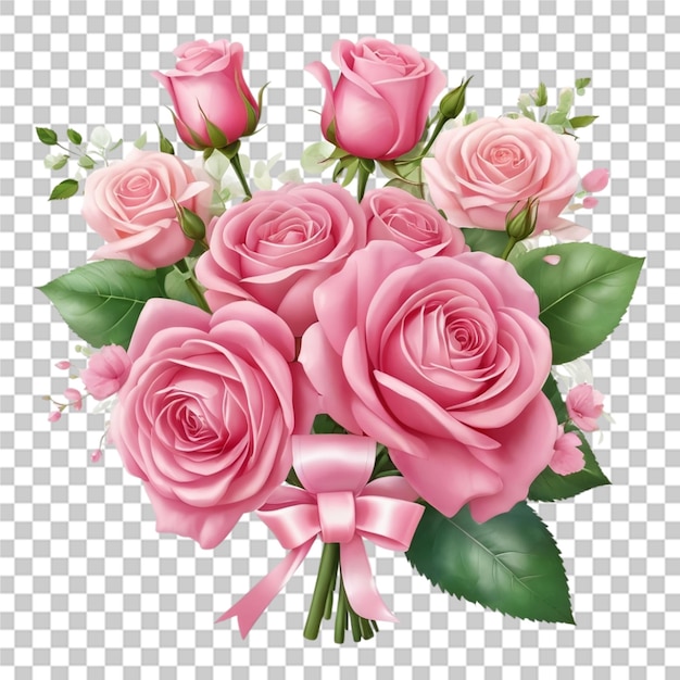 PSD desenho de um belo buquê de flores de rosa com fundo transparente