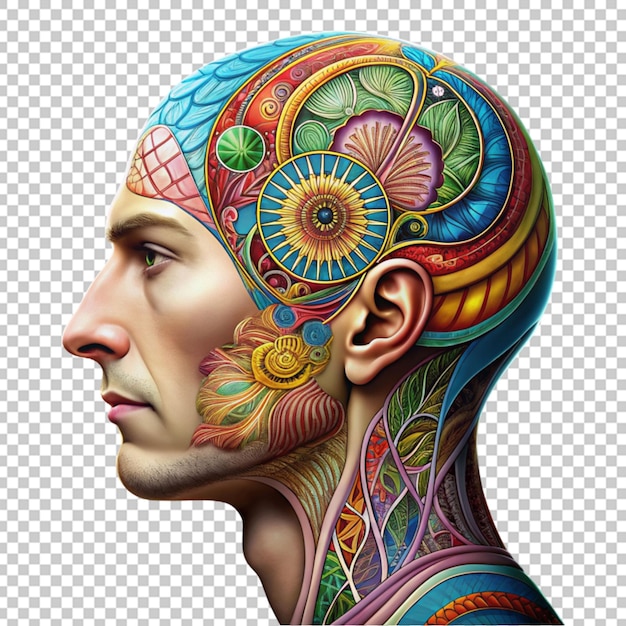 PSD desenho de uma cabeça humana com um desenho