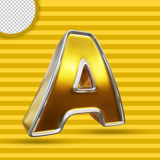 PSD desenho do alfabeto 3d dourado isolado