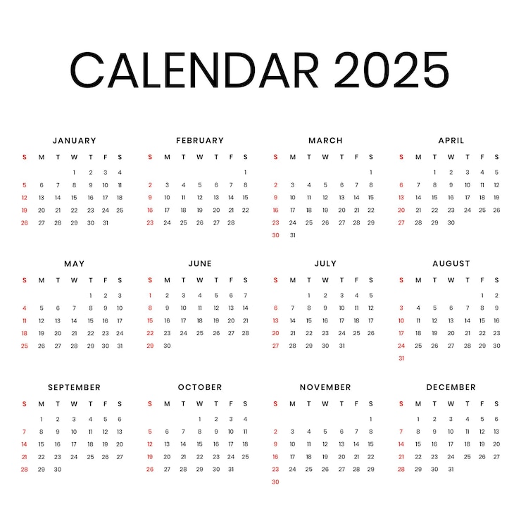 PSD desenho do conjunto calendário 2025 arquivo psd editável