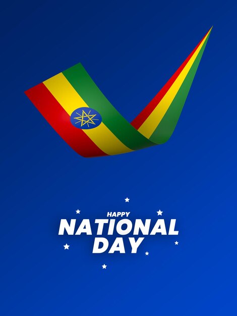 PSD desenho do elemento da bandeira da etiópia dia da independência nacional bandeira fita psd