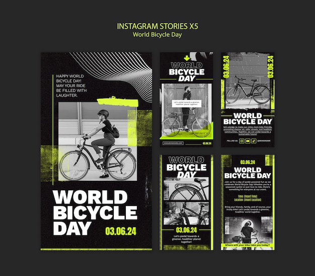 PSD desenho do modelo do dia mundial da bicicleta