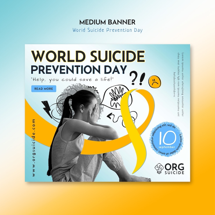 PSD desenho do modelo do dia mundial da prevenção do suicídio