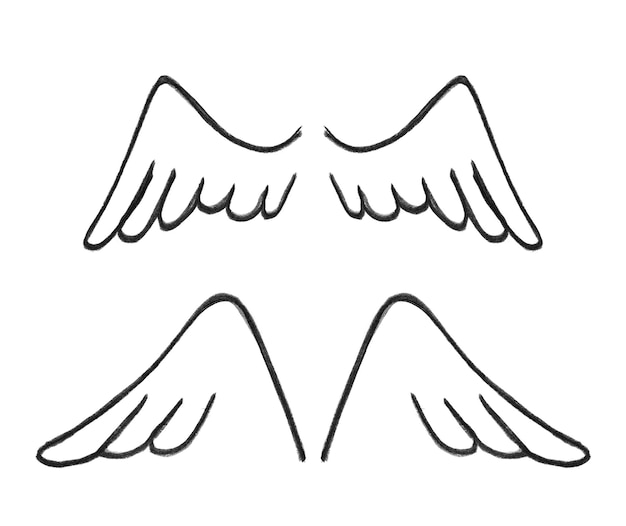 desenho em preto e branco de Wings Ilustração
