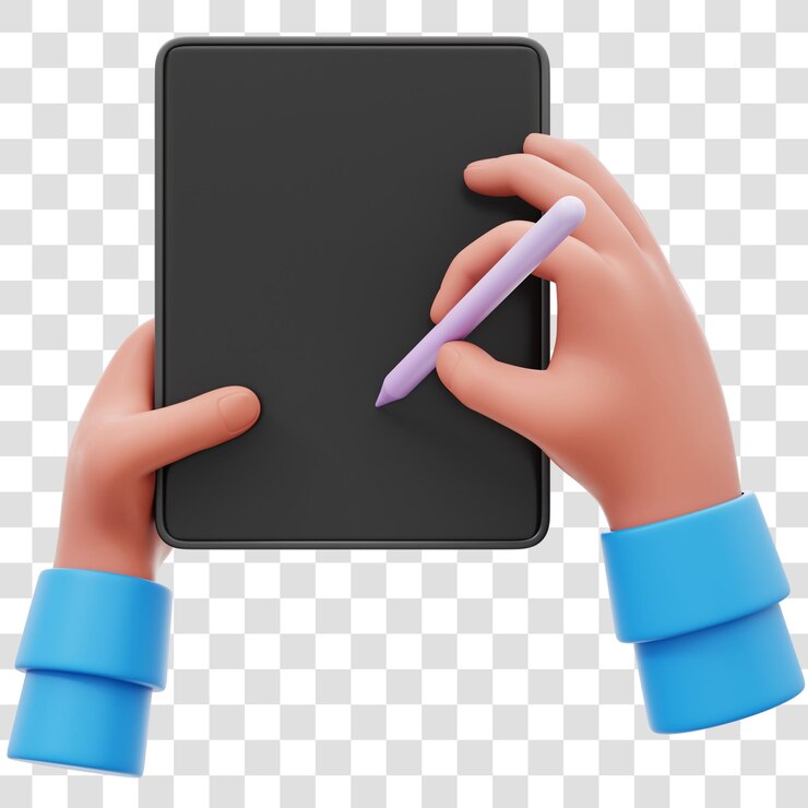 PSD desenho em tablet 3d rendering mockup isolado fundo transparente