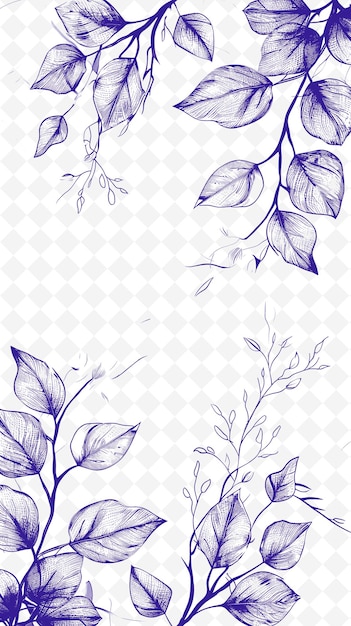 PSD desenho floral com folhas em fundo branco