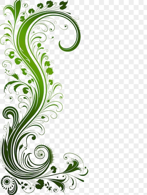 PSD desenho floral verde sobre um fundo transparente