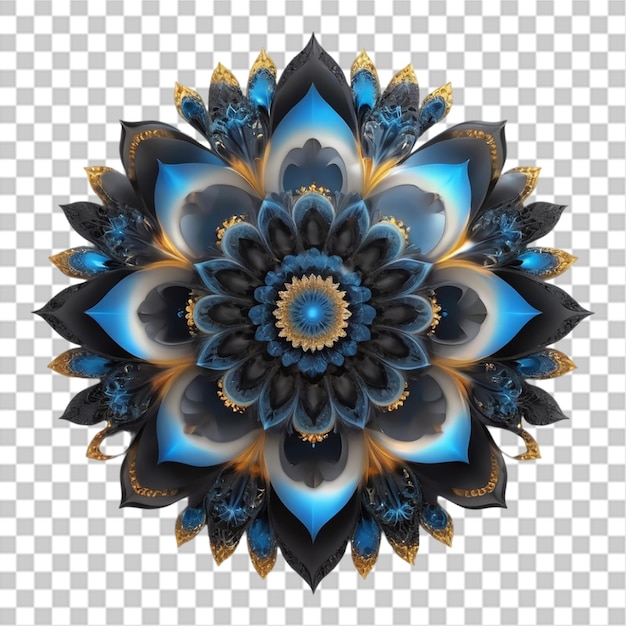 Desenho fractal de mandala com padrão de flor de lírio isolado em fundo transparente