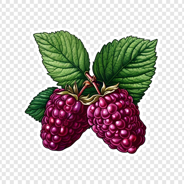PSD desenho ilustrativo de morangos maduros com folhas verdes