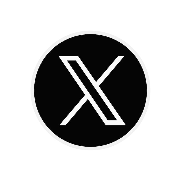 Desenho minimalista do logotipo X em círculo preto e branco