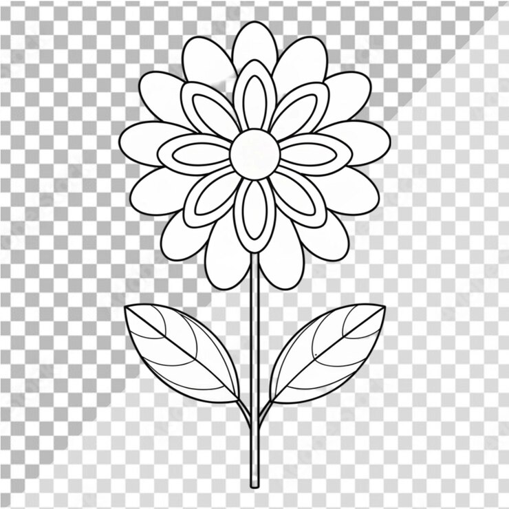 PSD desenho plano desenhado à mão flor simples em fundo transparente