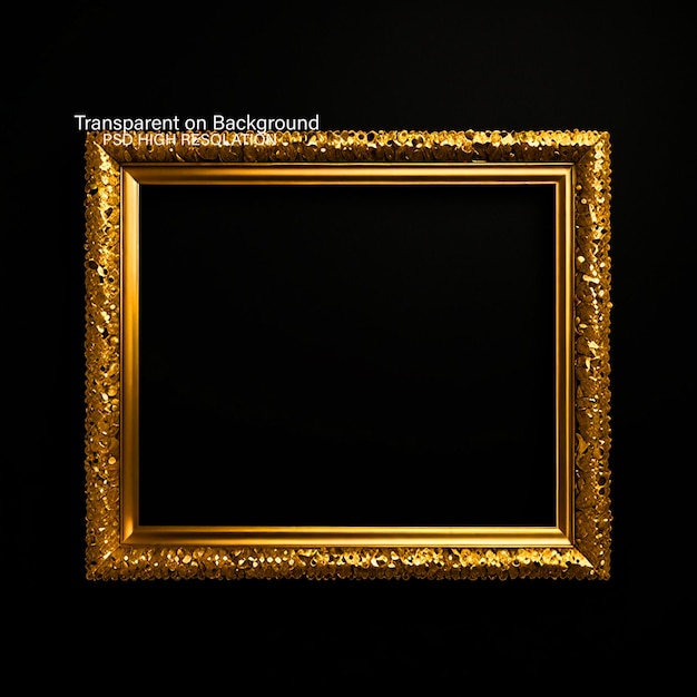 Desenho realista de moldura dourada em fundo transparente