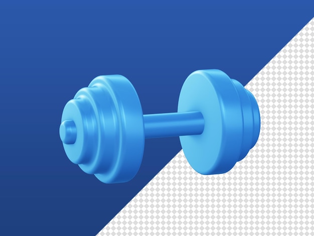 Desenhos animados 3D renderizam ícones de ginásio de fitness haltere azul para UI UX web aplicativos móveis anúncios designs de mídia social