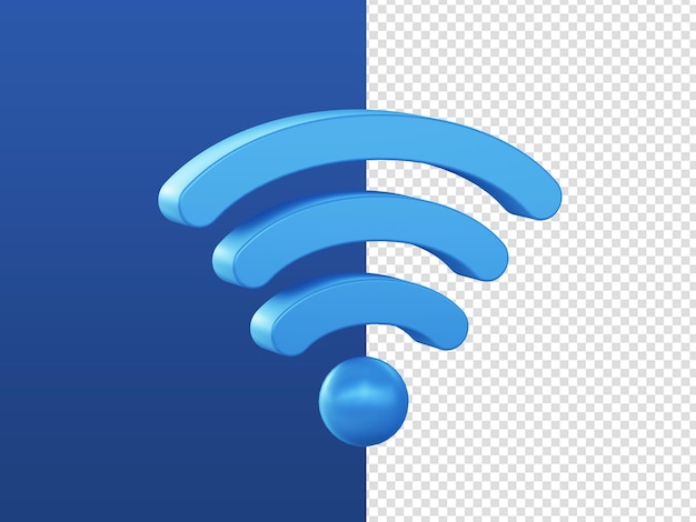 Desenhos animados 3d renderizam ícones de internet de hotspot wifi azul para UI UX web aplicativos móveis design de anúncios de mídia social