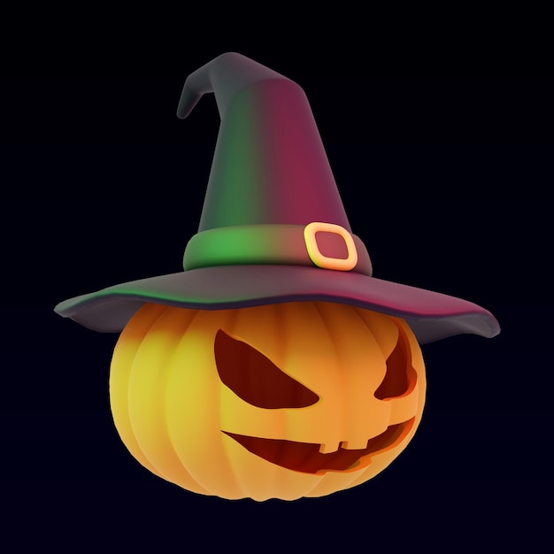 PSD desenhos animados assustadores de abóbora de halloween em 3d