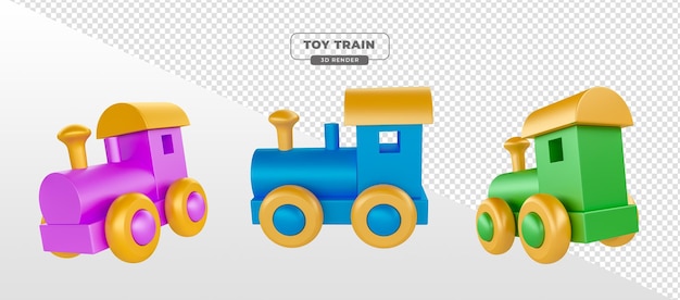 Desenhos animados de renderização 3d de trem infantil para composição do dia das crianças