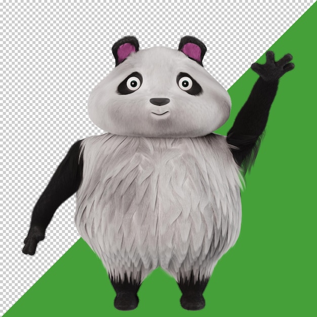 Desenhos animados panda 3d. engraçado panda gordo com pele fofa