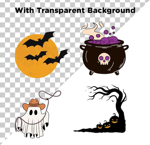 Desenhos de Feliz Halloween isolados em fundo transparente