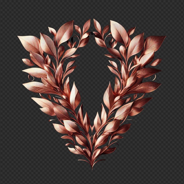 PSD desenhos de fontes flowing leafy rose gold png