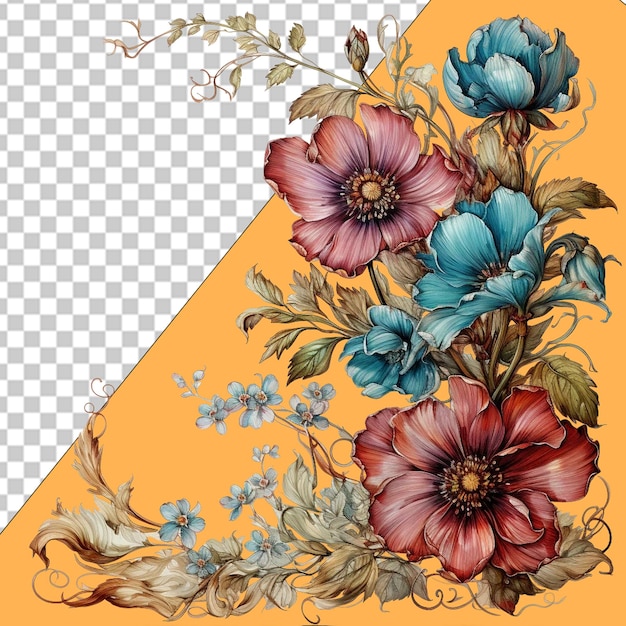 PSD desenhos florais elegantes png.