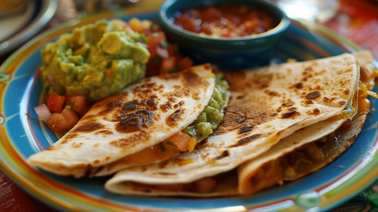 PSD desenhos realistas de comida mexicana tacos quesadillas enchiladas tamales e fundos festivos