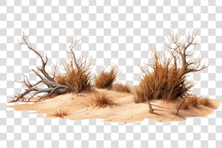 PSD desert landscape with dry bushes