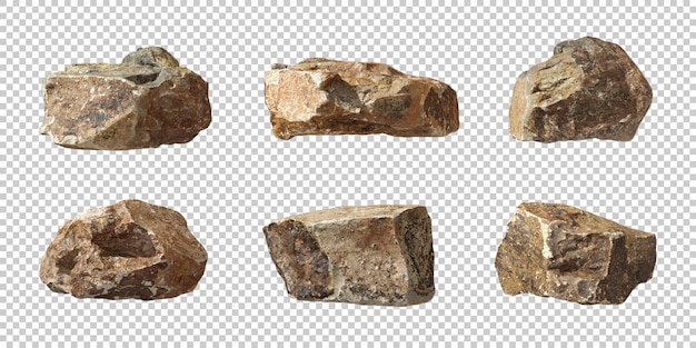 Deserto de pedras cortado em fundos transparentes renderização 3d