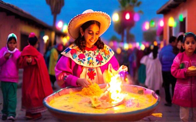 PSD un desfile de personas con sombreros y uno que dice quesadilla