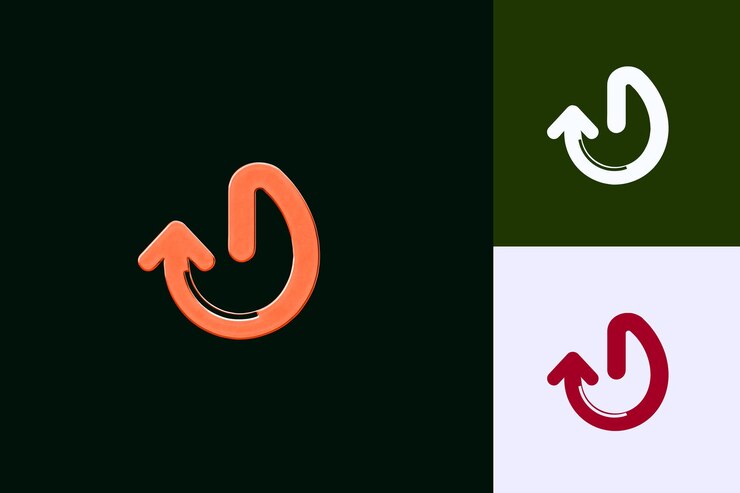 PSD deshacer el icono con una flecha que apunta a la izquierda y un pequeño loo diseños de íconos minimalistas abstractos