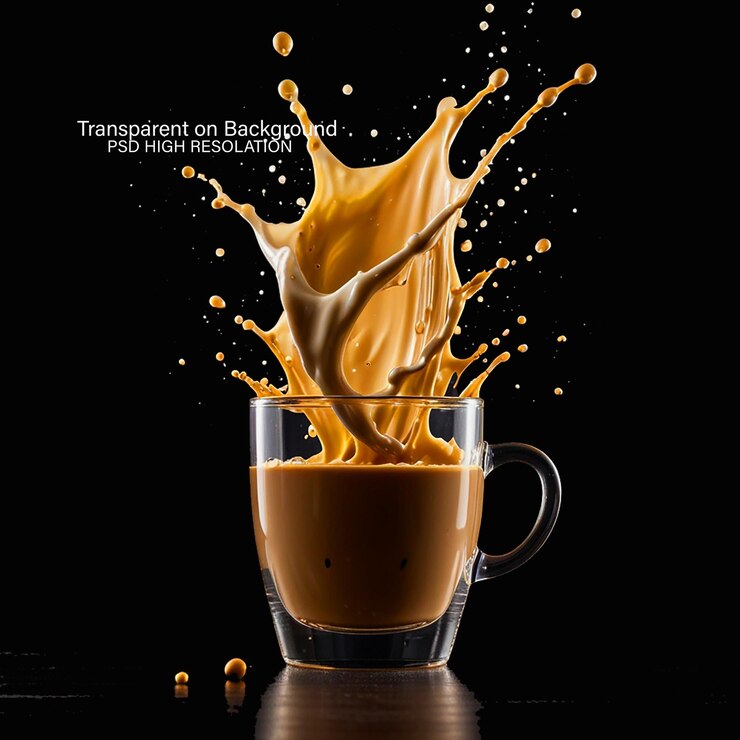PSD desierto de chocolate gourmet crema de comida dulce y bebida sobre fondo negro
