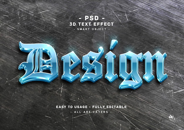 Design 3d blauer textstileffekt