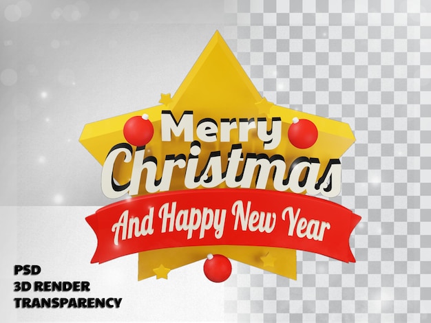 PSD design 3d feliz natal com fundo de transparência