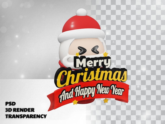 PSD design 3d feliz natal com fundo de transparência