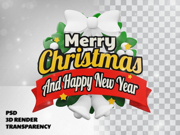 PSD design 3d feliz natal com fundo de transparência