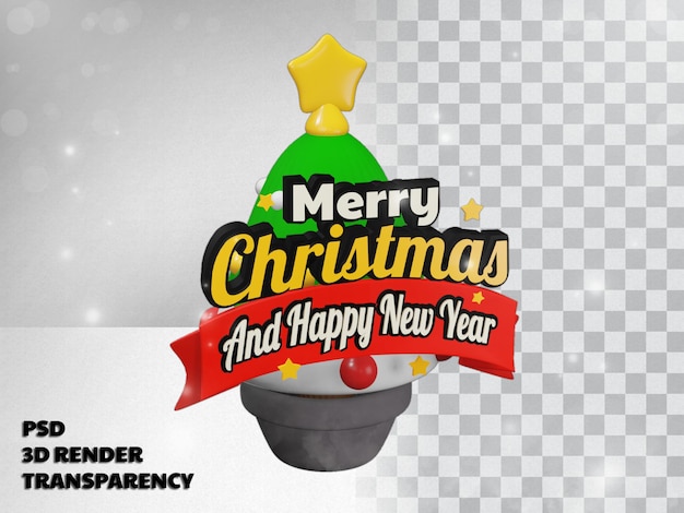 PSD design 3d feliz natal com fundo de transparência