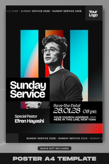 Design d'affiche d'église moderne et minimaliste