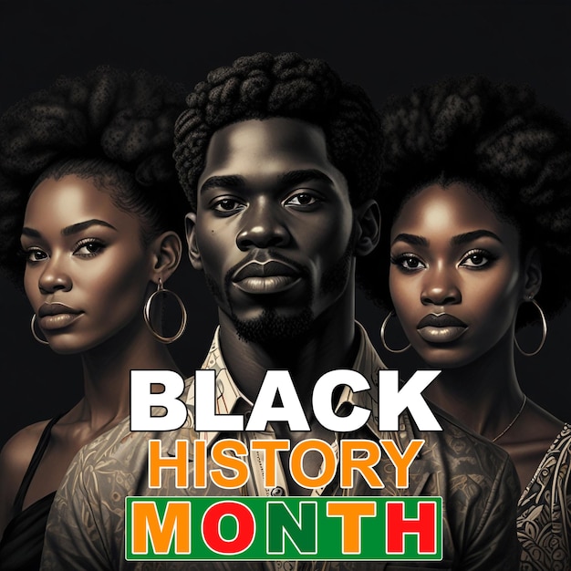 PSD design d'affiche psd du mois de l'histoire noire avec texte modifiable et beauté noire