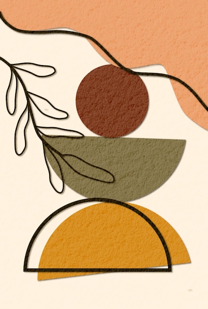 Design d'art mural abstrait avec des motifs de formes géométriques et de lignes dans le style vintage d'automne